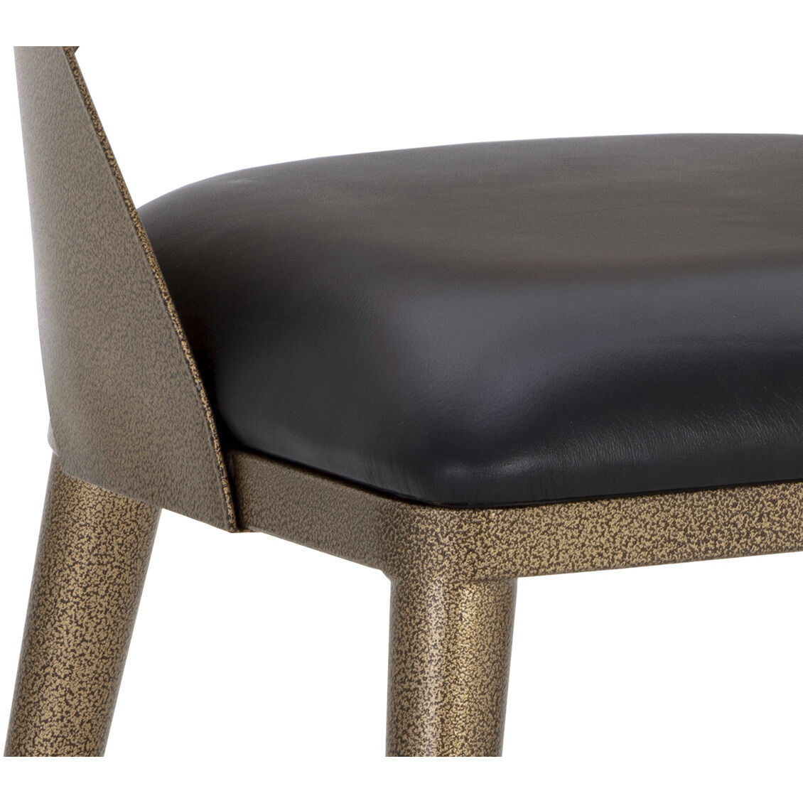 Dezirae Antique Brass / Charcoal Black Leather Dining Chair